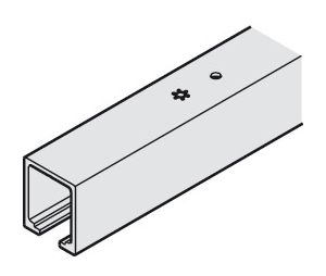Hafele 940.80.160 Upper Track, Pre-drilled, for Hawa Symmetric, Telescopic, Junior, 1.6 m (5 3") Length, Aluminum, Clear Anodized