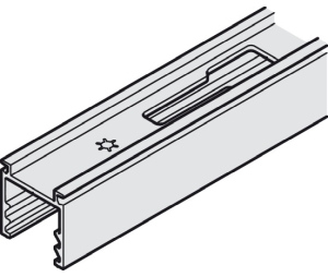 Hafele 940.80.425 Fixing Profile, Junior 40 B Pocket, With Bayonet Lock, For Running Track, For Pocket Door Solution with Junior 40 B Sliding Door Fitting, 2.5 m (8' 2-7/16") Length, Aluminum, Clear Anodized