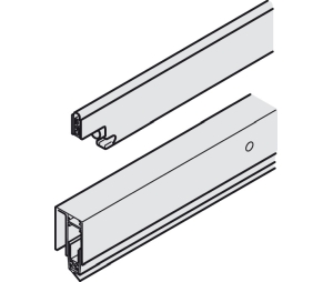 Hafele 940.80.465 Horizontal Seal Set, Hawa Porta 60/100 HMD Acoustics, Right Mounting, XS, 2000 mm (6' 6-3/4") Length, Aluminum, Silver Colored Anodized