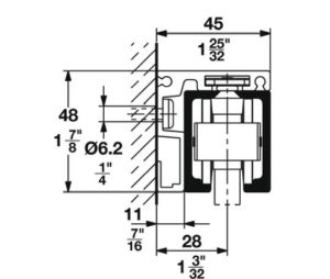 Hafele 940.80.612 Angle Profile, Pre-Drilled for Upper Tracks, 6 m (19' 8-1/4") Length