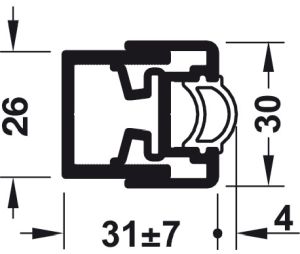 Hafele 940.93.230 Wall Compensating Profile, (9' 10-1/8") 3000 mm Length, Aluminum, Silver Colored Anodized