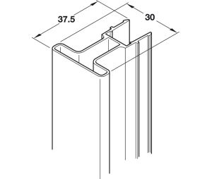 Hafele 940.93.330 Handle Profile, Vertical, EKU Divido 100 H/HM/GR, 3 m (9' 10-1/8") Length, Aluminum, Silver