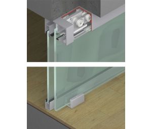 Hafele 941.00.005 Sliding door fitting, Top Hung System, EKU Porta 100 GW/GWF, Silver Coloured Anodized, Set