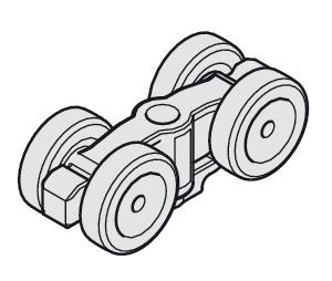 Hafele 941.00.015 Running Gear, Double Roller, 4 rollers, with ball bearing mounted plastic rollers