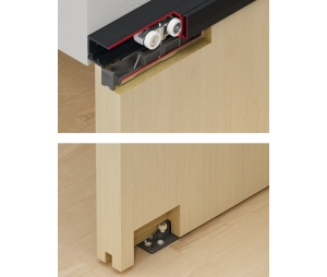 Hafele 941.00.055 Sliding Door Fitting, HAWA Porta 60/100 HM/HMD, Set Without Running Track, For 1-Leaf Wooden Sliding Doors, For Door Weight up to 100 kg (220 lbs.), Black, Set