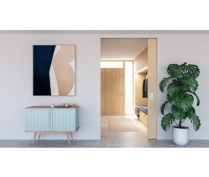 Hafele 941.00.061 Sliding Door Fitting, Hawa Porta 100 HMT Pocket, Set with Running Track, For 1-Leaf Wooden Sliding Doors, Ceiling Installation, Installation in Wall Pocket, Set