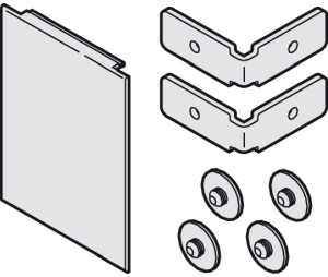 Hafele 941.00.068 End Piece to Fascia, One-sided, Wall-mounted, For Hawa Porta 100 GF, 64.5 mm (2-17/32") Length, Aluminum, Anodized, Set