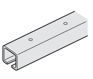 Hafele 941.00.200 Single Running Track, Pre-drilled, 30 x 31 mm Width x Height, for EKU, 2 m (6' 6-3/4") Length, Aluminum, Mill