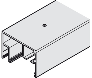 Hafele 941.00.614 Upper Track, Pre-drilled, 86 x 58 mm (3-3/8" x 2-9/32") W x H, 2.5 m (8’ 2-7/16") Length, Aluminum, Black Anodized