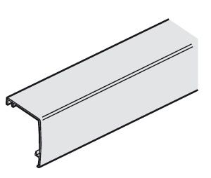 Hafele 941.01.960 Clip-On Fascia, To Upper Track, (1 13/16 x 1-11/16") 46 x 43 mm, 6,000 mm Length, Aluminum, Silver Colored Anodized