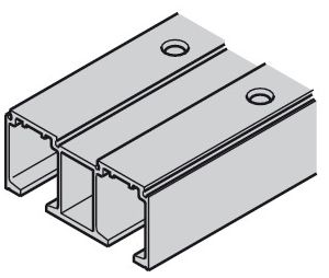 Hafele 941.02.831 Double Running Track, Pre-drilled, 81 x 33 mm Width x Height, 3,000 mm Length, Aluminum, Unfinished