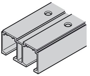 Hafele 941.02.960 Double running track, Pre-drilled, 70 x 33 mm Width x Height, 6,000 mm Length, Aluminium, Silver Coloured Anodized
