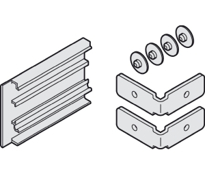 Hafele 941.04.405 End Cap Set, For Clip-on Panel, For Hawa Junior 80 B/100 B, 53 mm (2-3/32") Length, Right Mounting, Aluminum, Silver Colored Anodized
