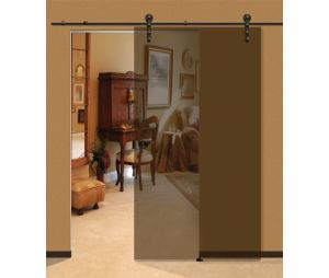 Hafele 941.07.182 Track Set, Antra I, Hollow Stainless Steel, for 1 Sliding Glass Door, (7' 6-9/16") 2300 mm Length, Dark Bronze