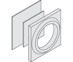 Hafele 941.12.051 Flush Handle, Square Shape, For Gluing onto Glass Sliding Doors, EKU Divido, Plastic, Lacquered aluminum color, Pair