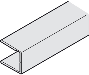 Hafele 941.12.402 Wall Profile, For Hawa Porta 100 GWF, 15 x 15 mm (19/32 x 19/32"), 2500 mm (8’ 2-7/16") Length, Aluminum, Black Anodized