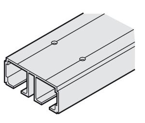 Hafele 941.12.925 Dual Running Track, for EKU Divido, Pre-drilled, 2.5 m (8' 2-7/16") Length, Aluminum, Anodized