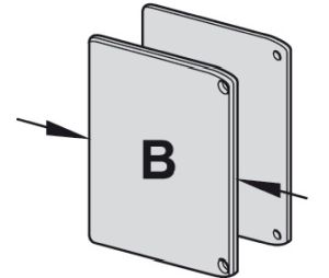 Hafele 941.25.038 End Cap Set, for Clip-On Fascia Cover, for upper track 5 and mounting rail 16 or 18 and fascia R, Plastic, Silver colored, Set