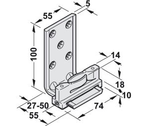 Hafele 941.60.071 Floor Guide, Single Element, for Hawa Frontslide, Plastic, Aluminum, Black