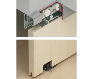 Hafele 941.62.009 Sliding Door Fitting, Slido D-Line11 160P, For 1-Leaf Wooden Sliding Doors, Ceiling and Wall Installation, Height Adjustable Doors, For Door Weight up to 160 kg (352 lbs.), Set