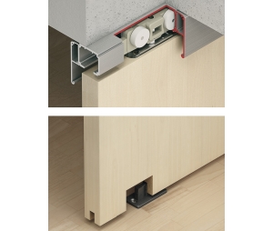 Hafele 941.62.010 Sliding Door Hardware, Slido D-Line11 160C, For 1-Leaf Wooden Sliding Doors, Ceiling and Wall Installation, Height Adjustable Doors, For Door Weight up to 160 kg (352 lbs.), Set