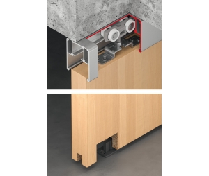 Hafele 941.62.018 Sliding Door Hardware, Slido D-Line11 160P, For 1-Leaf and 2-Leaf Wooden Sliding Doors, Ceiling and Wall Mounting, Door Height Adjustable, For Door Weight up to 160 kg (352 lbs.), Set