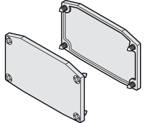 Hafele 941.62.411 End Cap Set, For Häfele Slido D-Line11, For Running Track and Panel, 33 mm (1-5/16") Height, Aluminum, Silver Colored Anodized