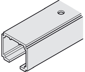 Hafele 941.62.761 Running Track, Häfele Slido D-Line11, Pre-drilled, 6000 mm (19' 8-1/4") Length, Aluminum, Silver Colored Anodized