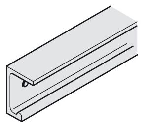 Hafele 942.17.601 Upper Track, Wall Mounted, for Hawa Media, length: 6 m (19' 8-1/4"), Aluminum, Clear Anodized