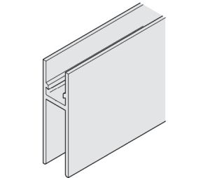 Hafele 942.44.023 Glass Suspension Profile, 'G' 10 - 18 (3/8 - 11/16"), HAWA Super 250/G & 400/G, Aluminum, Unanodized