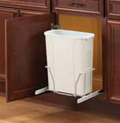 Hafele 503.12.764 White Pull-Out Bottom Mounted Single Trash Bin 50 Quarts