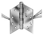 Hager BB1199-ETM-4 4.5x4.5in 4 Wire and Concealed Monitor Hinge-Full Mortise-Heavy Weight-Ball Bearing-Stainless Steel Base