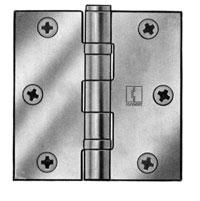 Hager BB1816 4x4in US26 - Bright Chrome Plated - 70297 Square by 5/8in Radius Hinge-Full Mortise-Residential Weight-Ball Bearing-Steel Base - Standard Removable Pin