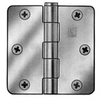 Hager RC1741 4x4in 1/4in Radius Hinge-Full Mortise-Residential Weight-Plain Bearing-Steel Base