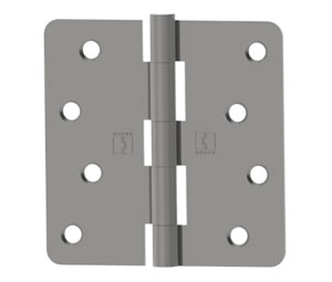 Hager RCBB1541 3-1/2" x 3-1/2" 1/4" Radius Hinge - Full Mortise - Residential Weight - Ball Bearing - Stainless Base - Satin Stainless Steel - Removable Pin