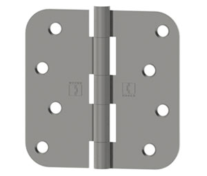Hager RC1542 3-1/2" x 3-1/2" Dim 5/8" Radius Hinge - Full Mortise - Residential Weight - Plain Bearing - Stainless Base - Satin Stainless Steel - Removable Pin
