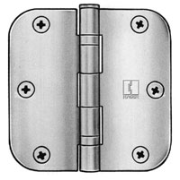 Hager RCBB1842 US26 - Bright Chrome Plated - 34516 4x4in 5/8in Radius Hinge-Full Mortise-Residential Weight-Ball Bearing-Steel Base Standard Removable Pin