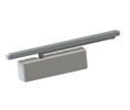 Hager 5100 TRK 1-6 ALM HOTA MC 5943 DLY Heavy Duty Surface Door Closer - Hold Open Stop Track Arm & Delayed Action - Metal Cover - US26 - for 2-1/4" Doors - Aluminum Finish