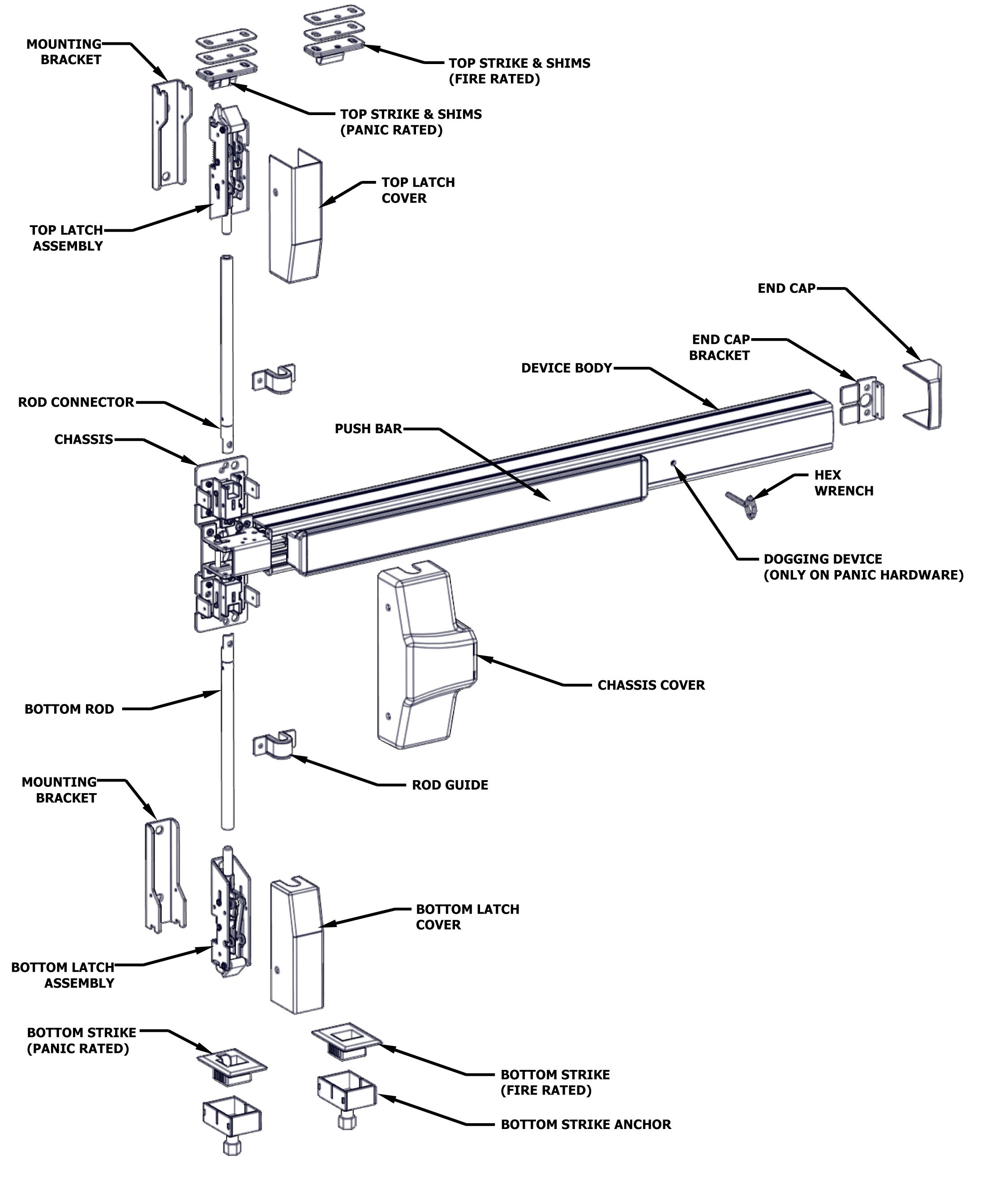 Hager 4501 SVR F 36" x 84" US32D 134" ELR Fire Rated 36" x 84