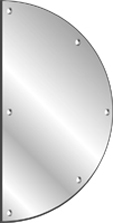 Hager 110S 8" x 16" US32 - Polished Stainless Steel Half Circle Push Plate