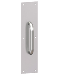 Hager 35D US26D Satin Chrome 5-1/2" CTC Pull Handle w/ 3.5" x 15" Pull Plate