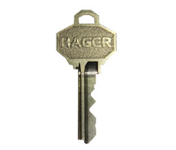 Hager 3908 7-Pin H Keyways Cut Key - Unfinished 