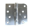 Hager BB1543 US32D - Satin Stainless Steel - 71552 4x4in Square by 5/8in Radius Hinge-Full Mortise-Residential Weight-Ball Bearing-Stainless Steel Base - Standard Removable Pin