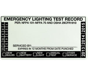 Heiser 127 Customized Emergency Lighting Test Label