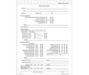 Heiser HCR100 Hood Cleaning Report