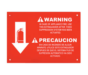 Heiser KSIGN Bi-Lingual Class-K "Fire Extinguisher" Rigid Plastic Sign - 12" x 8"