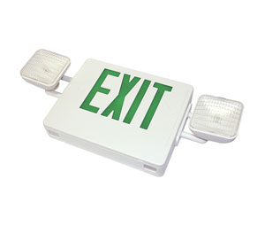 Heiser LED3G Emergency & Exit Light Combination Unit - Green LED