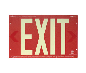 Heiser PL10RW Photo-Luminescent Exit Sign - Red