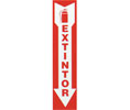 Heiser S101 Spanish "Extintor" Arrow Self Adhesive Vinyl Sign - 4" x 18"