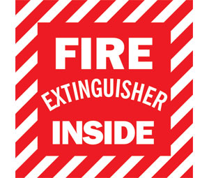 Heiser S107 "Fire Extinguisher" Inside Self Adhesive Vinyl Sign - 4" x 4"